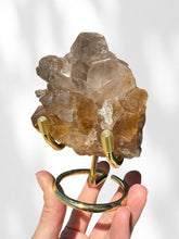 Load image into Gallery viewer, Golden Rutilated Quartz Cluster on stand 02