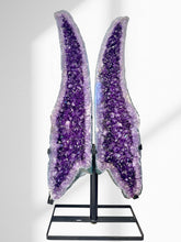 Load image into Gallery viewer, Amethyst Angel Wings Geode Pair on stand | 58kg