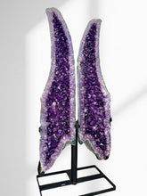 Load image into Gallery viewer, Amethyst Angel Wings Geode Pair on stand | 58kg