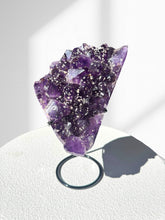 Load image into Gallery viewer, Amethyst Cluster on Brass Stand 02