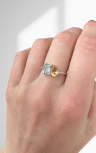 Load image into Gallery viewer, Citrine + Blue Topaz Toi et Moi Ring