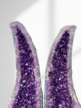 Load image into Gallery viewer, Amethyst Angel Wings Geode Pair on stand | 58kg