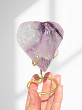 Load image into Gallery viewer, Faceted Phantom Amethyst Heart on stand 01