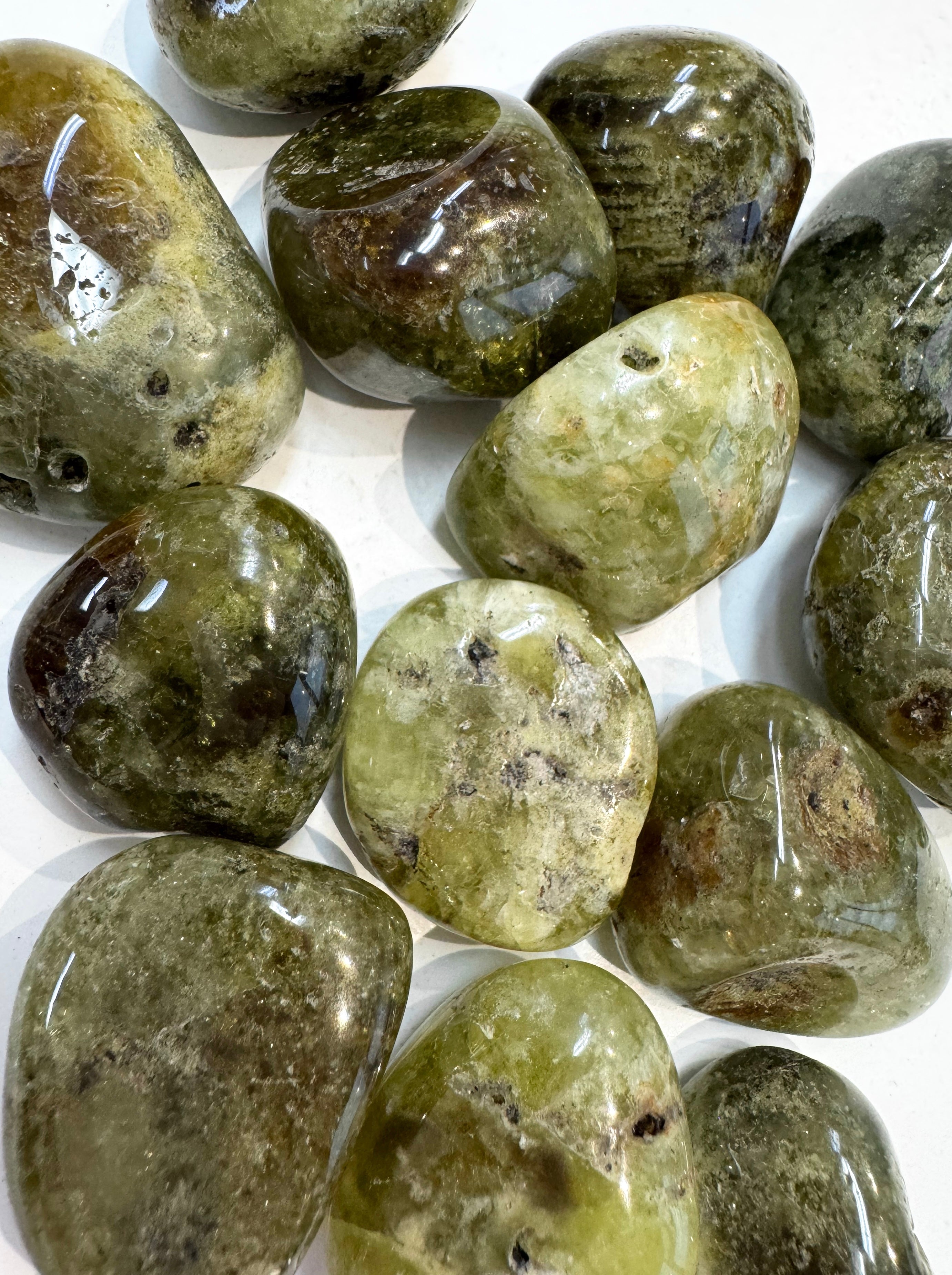 Green Garnet Tumblestone – Geode + Gem