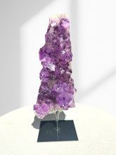 Load image into Gallery viewer, Amethyst Cluster on Brass Stand 01

