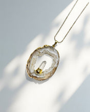 Load image into Gallery viewer, Clear Quartz + Agate Slice Pendant
