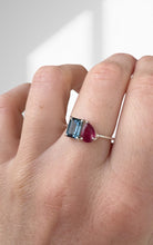 Load image into Gallery viewer, Ruby + London Blue Topaz Toi et Moi Ring
