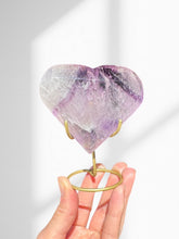 Load image into Gallery viewer, Faceted Phantom Amethyst Heart on stand 01
