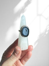 Load image into Gallery viewer, Baby Geode Blue Agate Ring | Sterling Silver
