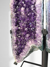 Load image into Gallery viewer, Amethyst Angel Wings Geode Pair on stand | 58kg
