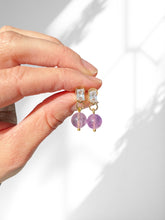 Load image into Gallery viewer, Amethyst Earrings with Cubic Zirconia
