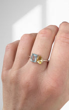 Load image into Gallery viewer, Citrine + Blue Topaz Toi et Moi Ring
