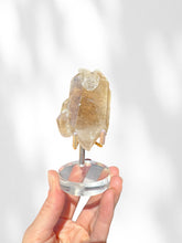 Load image into Gallery viewer, Golden Rutilated Quartz Cluster on stand 03
