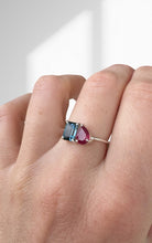 Load image into Gallery viewer, Ruby + London Blue Topaz Toi et Moi Ring
