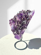 Load image into Gallery viewer, Amethyst Cluster on Brass Stand 02
