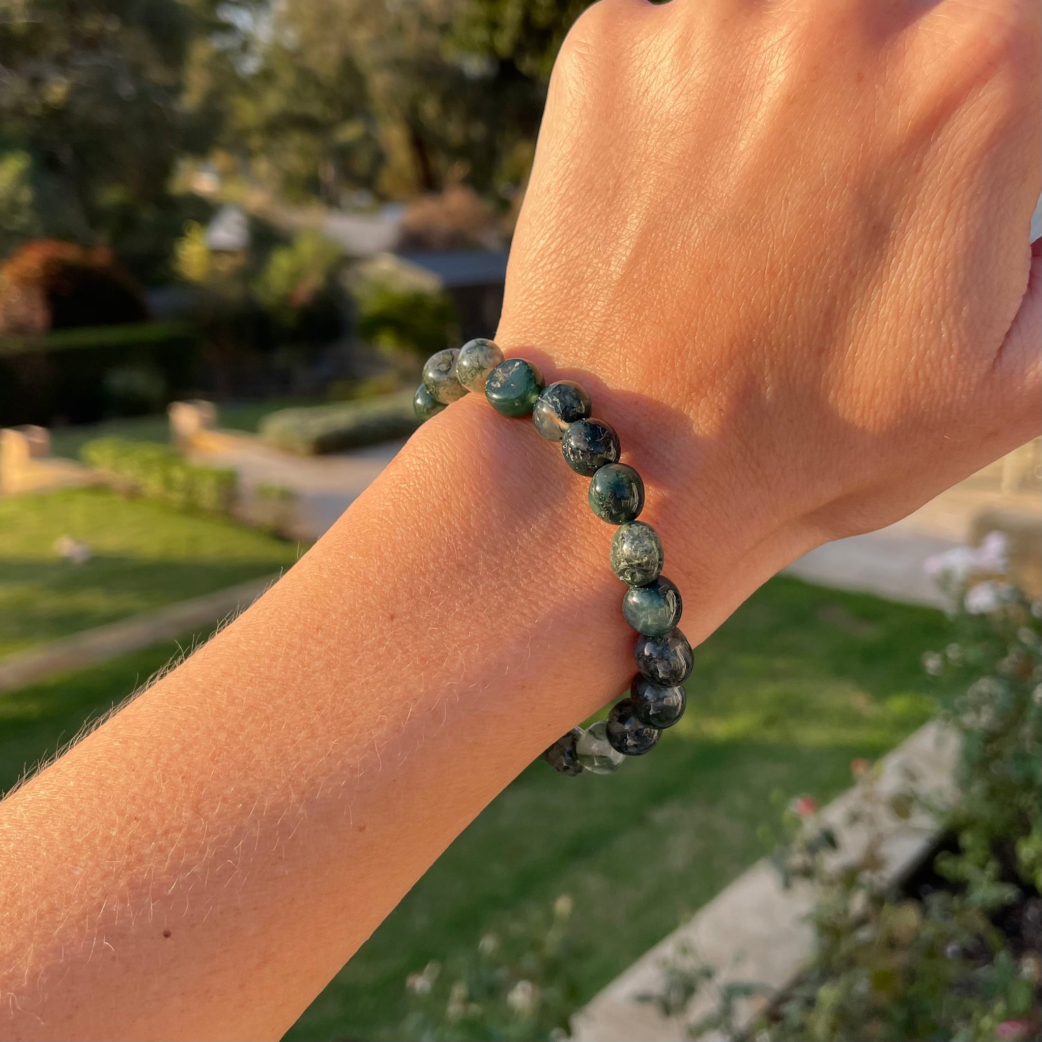 Green moss store agate bracelet